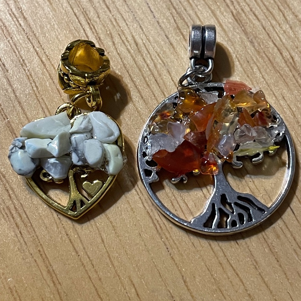 Source Unknown Gold and Silver Heart and Tree Necklaces